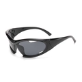 Y2K sporty wrap-around cycling sunglasses with black frames and dark grey lenses - Blue Purple Gradient / Black Frame Grey Lens
