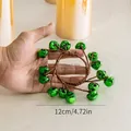 Rond de serviette couronne de cloches de Noël vert avec un diamètre extérieur de 12cm - 12cm / Vert