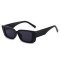 Retro small square black frame sunglasses with dark UV protection lenses in a sleek finish - Black Frame Black Grey Lens