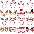Variety set of 16 Christmas headbands and festive glitter glasses for kids and adults - 16PCS Mixed Party Accessories