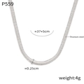 Silberne Titanstahl Schlangenkette mit Kleeblatt-Zirkonia-Anhänger für Damen - P559-Schlangenkette / Stahlfarbe