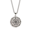 Collar Wiccan de plata con colgante de disco giratorio místico del zodiaco y la luna - Color Acero