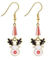 Christmas reindeer drop earrings with red beads and cartoon reindeer charms - Red Bead Reindeer (EHMT-038HJ-JS)