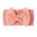 Pink soft nylon baby turban headband with large decorative chiffon bow detail - Dark Mauve