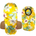 Cuffia da notte lunga in raso con motivo floreale giallo e fascia elastica larga - Taglia unica / Giallo Con Fiori Bianchi