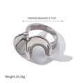 Anello a onda astratto moderno in argento lucido con diametro interno di 1,7 cm - Stile Motivo a Onde Argentato - Taglia 7 (JDR2304022-S-7)