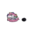 Cartoon enamel pin featuring book and flower lover design with pink ribbon - Book And Flower Lover Style (CZ0550-1)