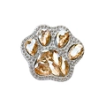 Luxury rhinestone cat paw phone socket with champagne gems and silver base finish - Gold