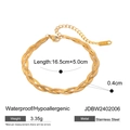 Bracelet tresse en acier inoxydable plaqué or 18k avec chaîne d'extension ajustable - Bracelet tressé à plusieurs brins (JDBW2402006) / 16.5cm+5cm