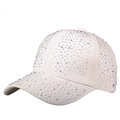 Beige baseball cap with colorful iridescent rhinestones on a classic six-panel structure - Beige