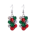 Festive red, green and silver Christmas bell earrings with shiny alloy finish - 14. Beaded Bell Earrings