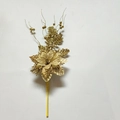 Artificial gold glitter berry branch with champagne flower for Christmas party decor - Gold