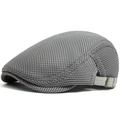 Boina gris transpirable de malla hueca para hombre con hebilla de metal ajustable - Ajustable / Gris claro