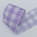 Nastro natalizio a quadretti viola e bianchi con bordo metallico per pacchi regalo - 5,5 cm / Viola