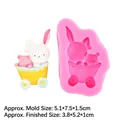 Pink silicone rabbit driving heart car mold for fondant cake and soap making - 3# Rabbit Mother and Baby / Pink