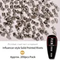 Nail art decoration with 2.0mm silver solid metal punk studs for 3D manicure designs - 2.0MM Silver [Approx. 200 Pcs]