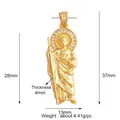 Gold plated copper Saint Jude pendant with white zircon stones and size measurements - Dark Gray L021120-St. Jude Gold CZ