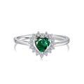 Elegant S925 sterling silver ring featuring heart-shaped green emerald zircon stone - Adjustable Open / Green