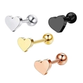 Minimalist heart-shaped stainless steel screw back stud earrings in four metallic colors - Heart / Steel