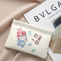 Mini cream makeup pouch with cute cartoon girl and coin purse spring closure design - Beige - Getting Rich Daily