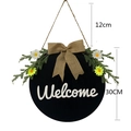 30cm circular wooden Welcome sign for front door with greenery and floral decor - 30CM Deep Blue Welcome Sign