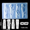 3D Silicone Calla Lily nail art carving mold with white embossed floral design samples - CS-137 Calla Lily