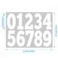 White 4-inch self-adhesive mailbox number stickers set from 0 to 9 on gray background - Bold Style White