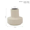 Minimalist beige ribbed ceramic vase, 14cm height, modern artistic tabletop decor item - BZ043A-Beige Ceramic Vase