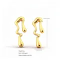 Orecchini dorati fluidi in acciaio inossidabile 304 con forma geometrica irregolare - Stile Onda Fluida / Oro