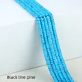 Strands of 2x4mm synthetic blue turquoise jasper spacer beads with black matrix patterns - 2x4mm Spacer Beads (Approx. 150 Beads/Strand) / Artificial Black Line Pine