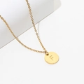 Stainless steel 18k gold plated necklace with a round initial F letter pearl pendant - Gold F