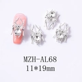Detailed view of silver spider nail charms with 11x19mm teardrop crystal rhinestones - Silver Base + Clear Rhinestone (AL68) / 11*19mm