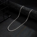 Classic silver titanium steel Cuban link chain necklace with a polished metallic finish - 50cm x 3.5mm