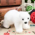 Addobbo natalizio a forma di orsetto polare bianco in morbida pelliccia sintetica e nastro - Orso Bianco Senza Sciarpa