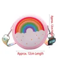 Pink silicone donut bag for kids featuring rainbow motifs and 12cm dimensions - Rainbow Pink