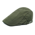 Detail of olive green ivy cap showing adjustable silver metal buckle and side stitching - M (56-58cm) / Army Green