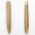 Golden long straight ponytail hair extension with a secure claw clip attachment - 25-Strawberry Blonde