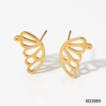 Goldene hohle Schmetterlingsflügel-Ohrstecker aus 316 Edelstahl Modell KD3089 - Gold (KD3089)