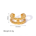 Golden irregular stainless steel ring featuring a double row bead design and polished finish - Double Row Beaded Opening (NB-R24136)