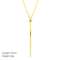 Collier chaîne serpent dorée ajustable avec perle coulissante en Y, longueur 70cm - Doré