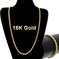 Minimalist 18K gold plated rope chain necklace and bracelet set for couples - 3mm 28 Inch / Gold