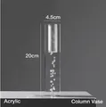 Clear acrylic column vase with bubble detail in 20x4.5cm minimalist pillar design - Bubble Square Column Large