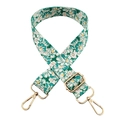 Adjustable green floral replacement shoulder strap with gold metal buckles for bags - Style 226 + Gold Buckle