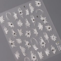 3D embossed white flower and butterfly nail art stickers with small rhinestones TL-106 - White Embossed Floral Butterfly (TL-106)