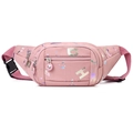 Sac banane rose en nylon pour femme avec lettres laser colorées et plusieurs poches - Style 2 Rose Foncé