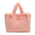 Pink plush faux fur tote bag with large capacity and soft handles for autumn winter - Pink