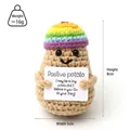 Detailed close-up of handmade crochet positive potato with rainbow hat and card - Potato With Rainbow Hat P Card