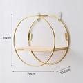 Nordic round gold iron wall shelf with wood base measuring 20x20x10.5cm for room decor - Gold - Small Round
