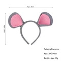 Dark grey and pink plush mouse ear headband for parties, size 26x20cm, 25g weight - Gray Felt Mouse Ears