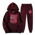 Ensemble sweat à capuche et jogging bordeaux avec imprimé floral rose Meet Me 1962 - S (L) / Haut Et Bas / Bourgogne (16)